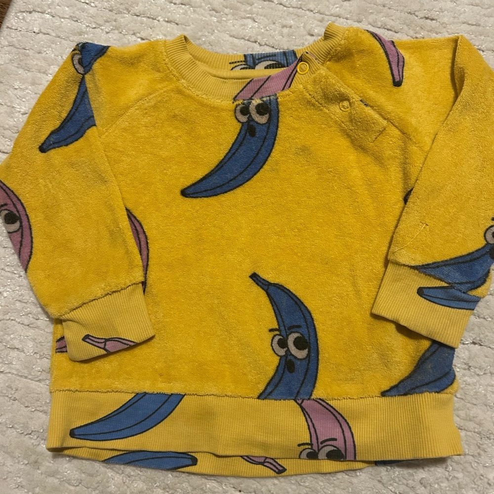 Hugo Loves Tiki Yellow Banana Print Kids Sweatshirt 12-18m